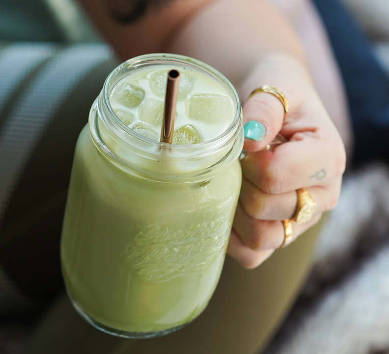 Iced vegan matcha latte