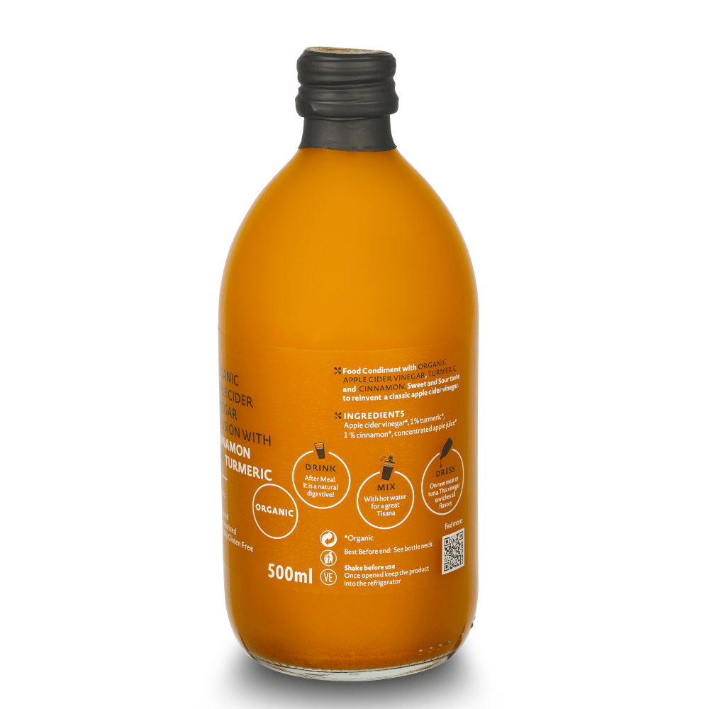 Naravni nefitlriran in nepasteriziran BIO jabolčni kis cimet in kurkuma I Prelivi in dresingi OKUSI ITALIJE