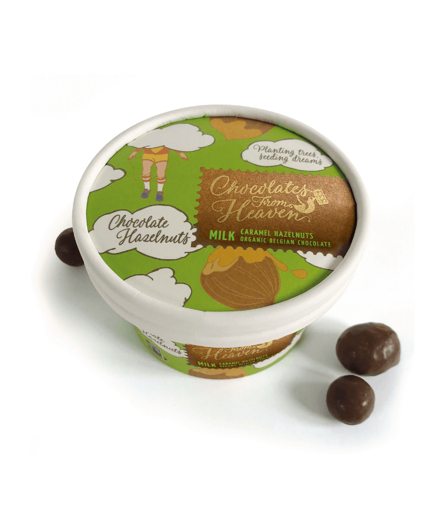 Hrustljavi karamelizirani lešniki z BIO belgijsko mlečno čokolado