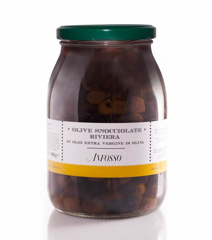 Olive riviera razkoščičene v ekstra deviškem oljčnem olju