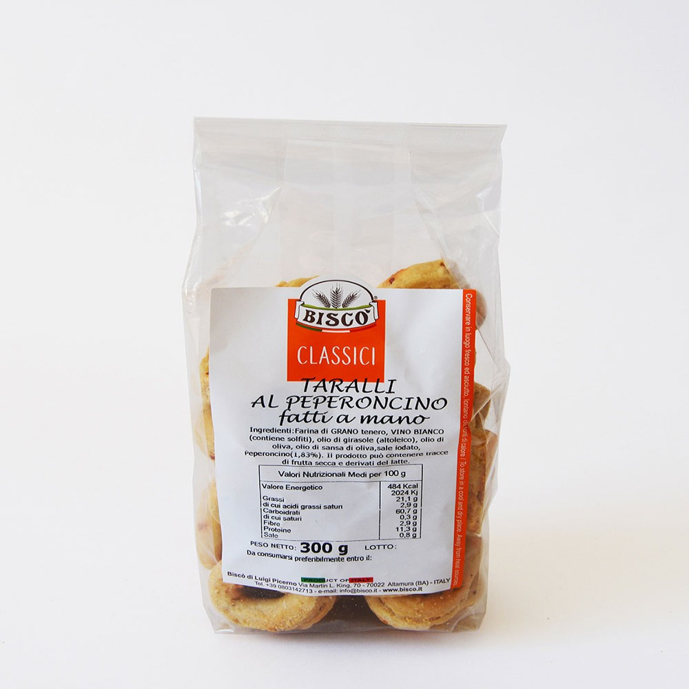 Taralli s čilijem ročno izdelani z oljčnim oljem